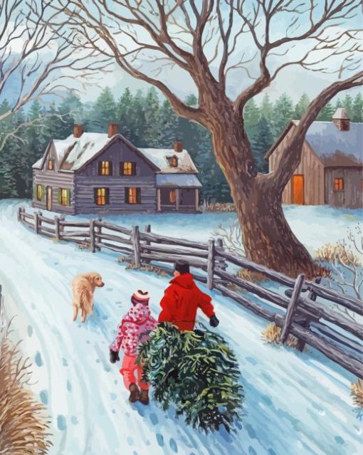 Winter farm Christmas Paint By Numbers