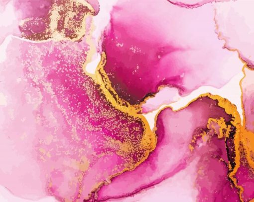 Abstract Pink And Gold Paint By Numbers