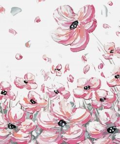 Abstract Pink White Poppies Paint By Numbers