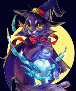 Adorable Cat Witch Paint By Numbers