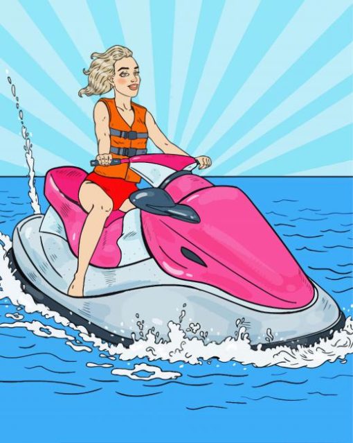 Aesthetic Jet Ski Lady Paint By Numbers