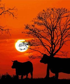 Aesthetic Silhouette Cows Paint By Numbers