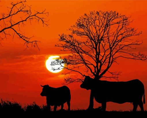 Aesthetic Silhouette Cows Paint By Numbers