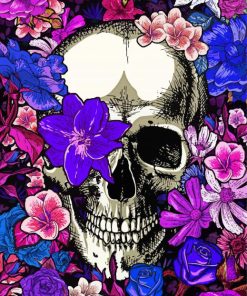 Aaesthetic Skull And Flower Paint By Numbers