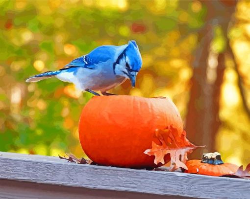 Blue Bird In َAutumn Paint By Numbers