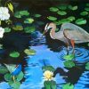 Blue Heron In A Swamp With Lilies Paint By Numbers