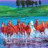 Brown Horse Herd In Water Paint By Numbers