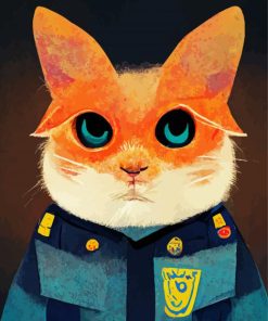 Cat Dressed In Policeman Uniform Paint By Numbers