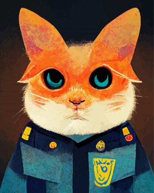 Cat Dressed In Policeman Uniform Paint By Numbers