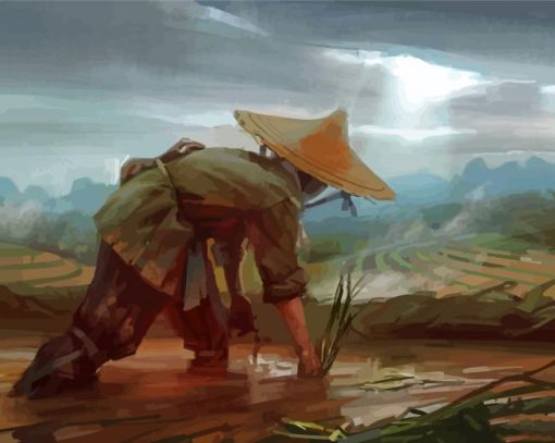 Cool Chinese Farmer Paint by Numbers