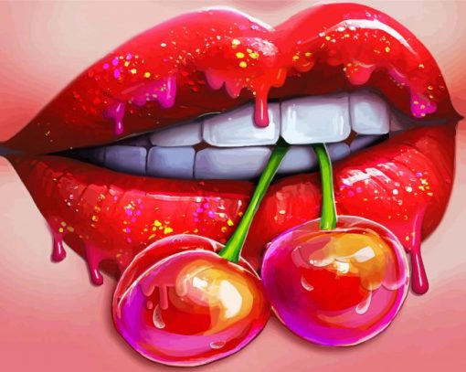 Cool Lips With Cherry Paint By Numbers