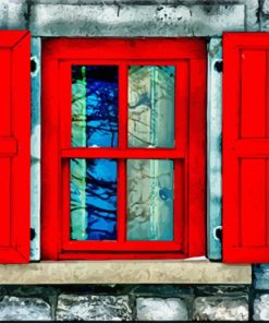 Cool Red Window Paint By Numbers