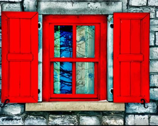 Cool Red Window Paint By Numbers
