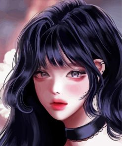 Cute Lady With Black Hair Paint By Numbers