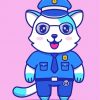 Cute Cat With Police Uniform Paint By Numbers