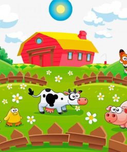 Farmyard Art Illustration Paint by Numbers