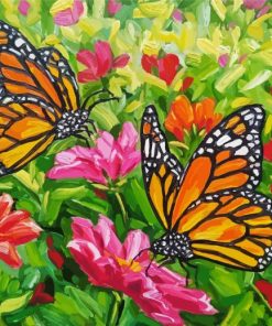 Flowers With Butterflies Insects Art Paint By Numbers