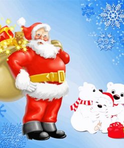 Happy Father Christmas And Bears Paint By Numbers