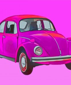 Pink Volkswagen Beetle Paint By Numbers