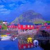 Red Buildings Norwegian Village Paint By Numbers