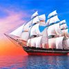 Sail Ship In Sea Art Paint by Numbers