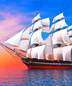 Sail Ship In Sea Art Paint by Numbers