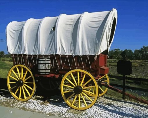 Vintage Covered Wagon Paint By Numbers