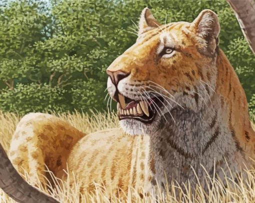 Saber Toothed Cat Sitting Paint By Numbers