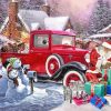 Christmas With Red Truck And Santa Claus Paint By Numbers