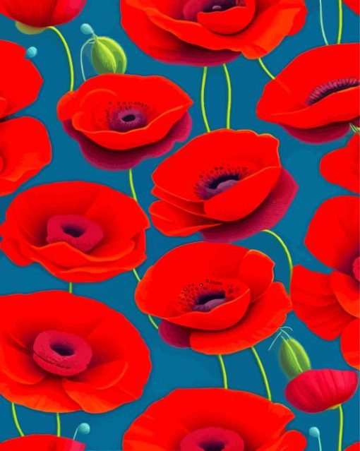 Cool Red Poppies Paint By Numbers