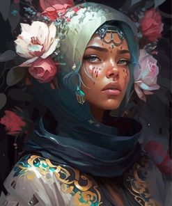 Floral Arab Lady Paint By Numbers