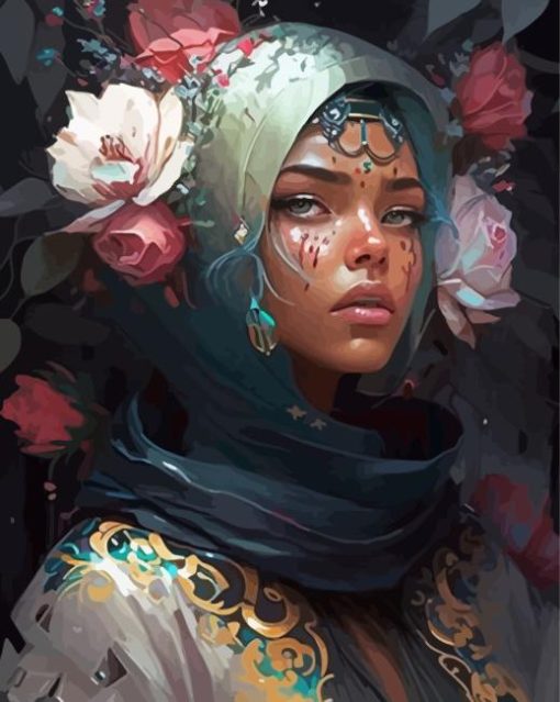 Floral Arab Lady Paint By Numbers