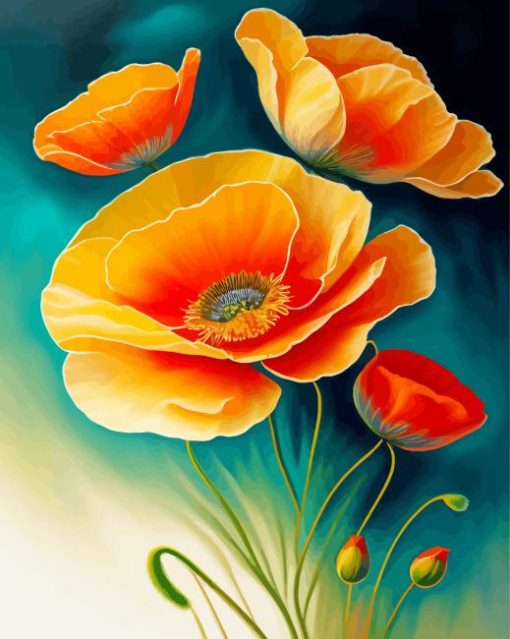 Orange Poppies Paint By Numbers