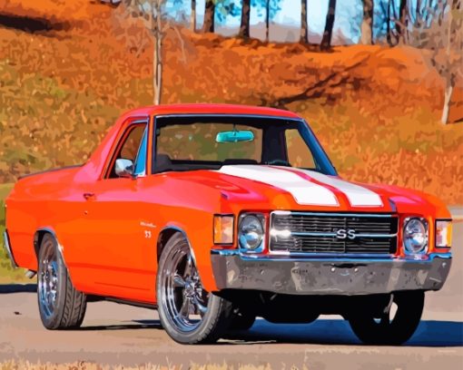 1970 Red SS El Camino Car Paint By Numbers