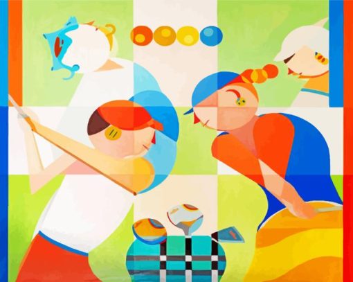 Abstract Golfers Paint By Numbers