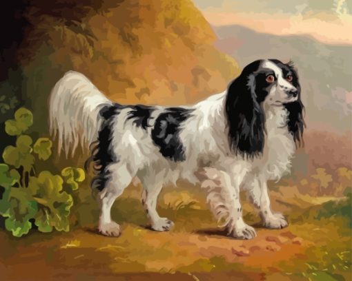 Black And white Spaniel Vintage Paint By Numbers