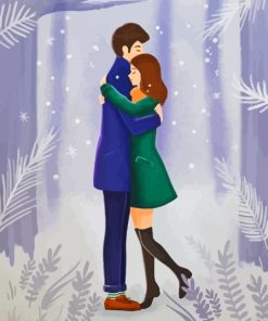 Christmas Couple In Snow Paint By Numbers