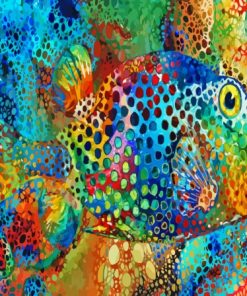 Colorful Abstract Puffer Fish Paint By Numbers