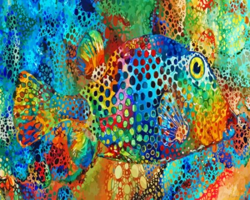 Colorful Abstract Puffer Fish Paint By Numbers