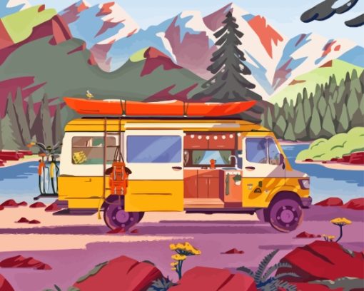 Illustration Vanlife Paint By Numbers
