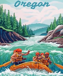 Oregon Rafting Poster Paint By Numbers