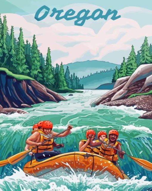 Oregon Rafting Poster Paint By Numbers