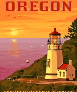 Oregon Lighthouse Poster Paint By Numbers