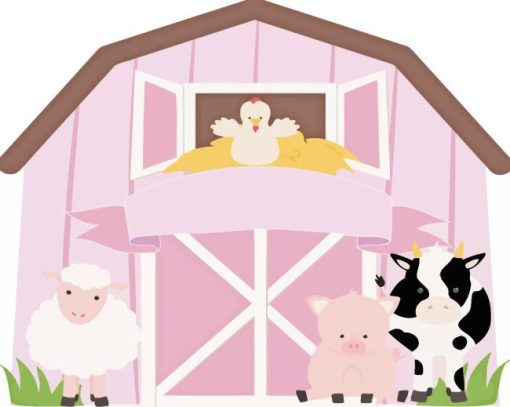 Pink Barn Animals Art Paint By Numbers