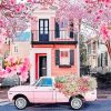 Pink Flower Truck And Pink House Paint By Numbers