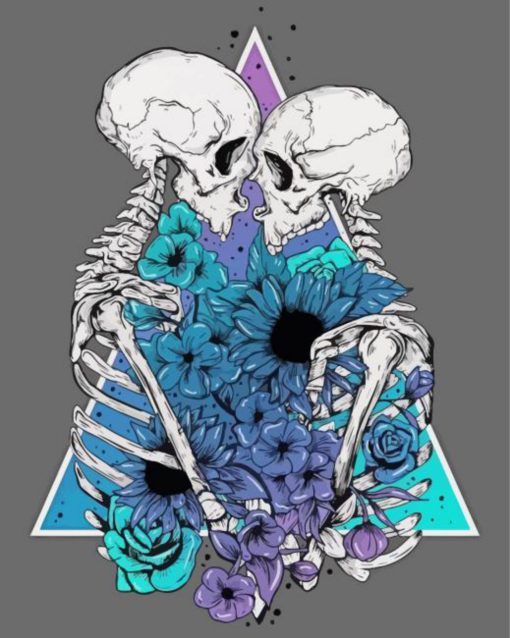 Skeleton Couple Flowers Art Paint By Numbers
