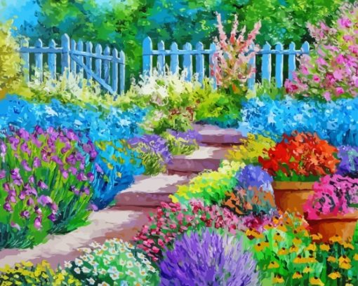 Spring Garden Path With Flowers Paint By Numbers