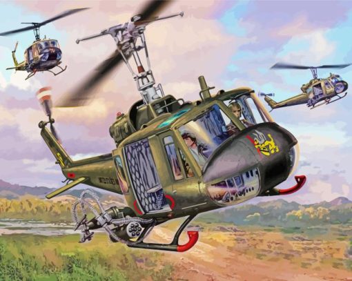 UH 1 Huey Helicopter Art Paint By Numbers