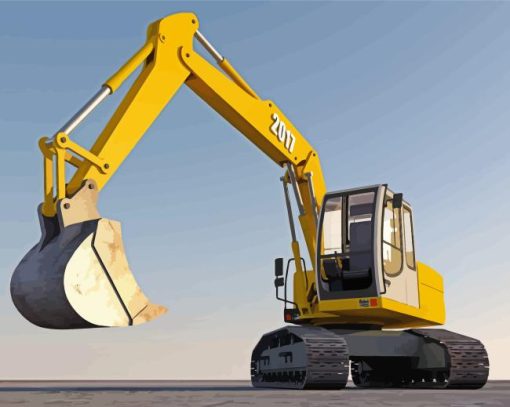 Yellow Excavator Paint By Numbers