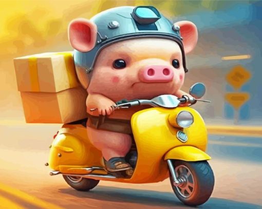 Delivery Pig Paint By Numbers